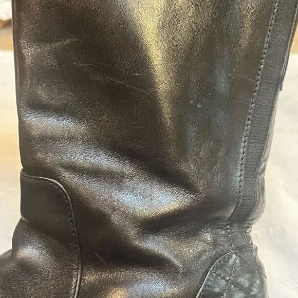 Aquatalia Geneva Black Leather Riding Boots Size 8 - Picture 10 of 10